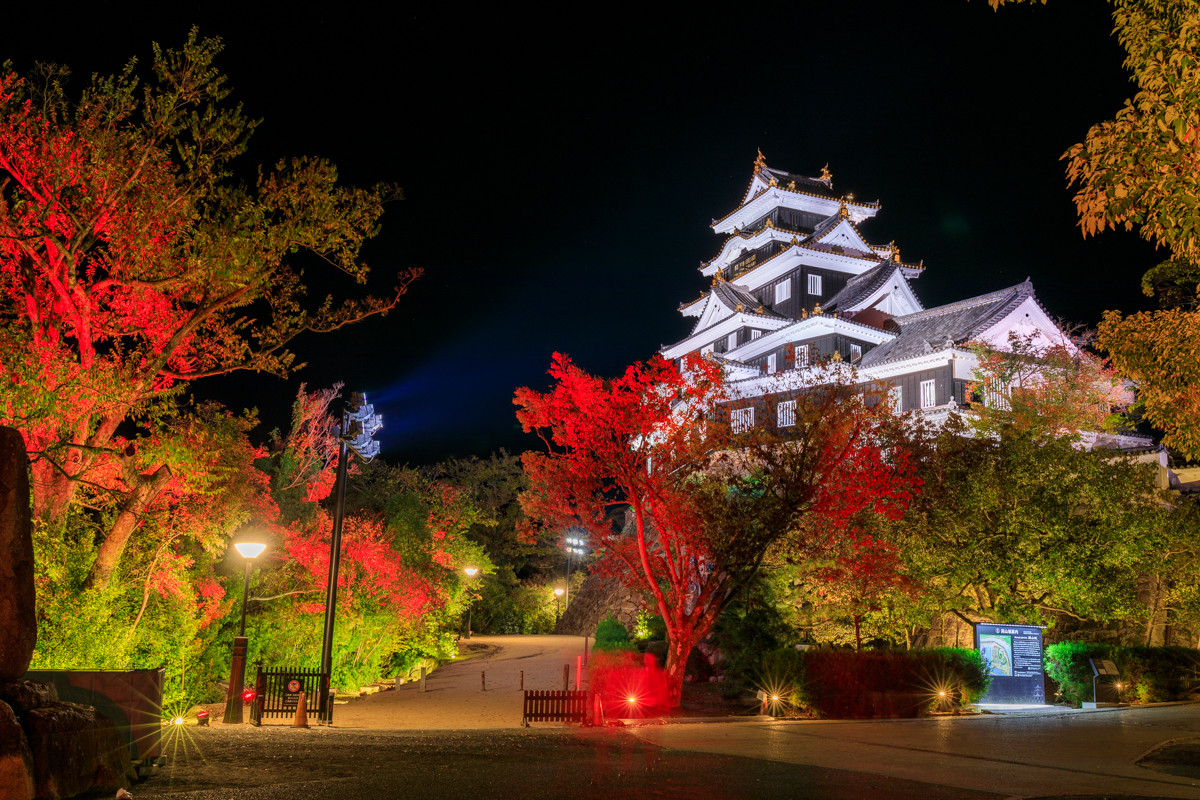 観光名所紅葉ライトアップ！岡山後楽園「秋の幻想庭園」と岡山城「秋の