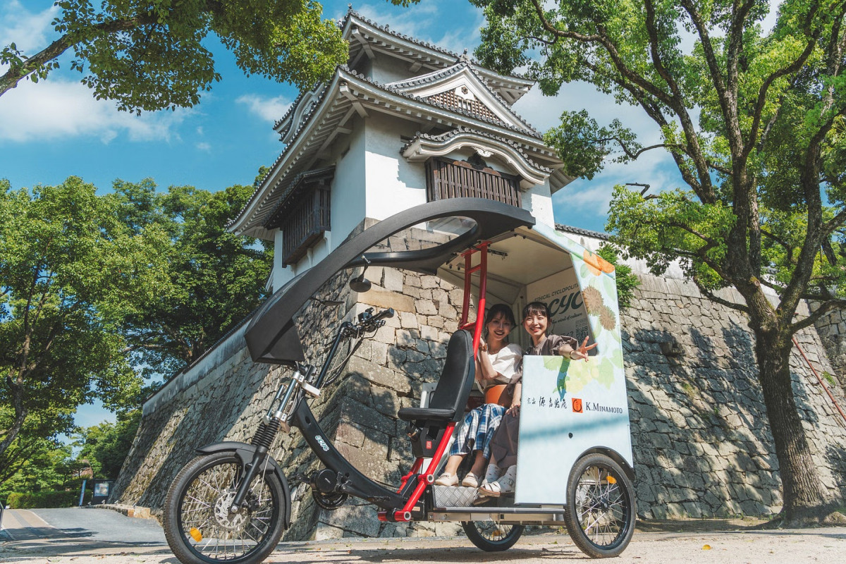 【体験型ツーリズム】自転車版の人力車「ecyc」体験！　日本三大名園「後楽園」入場と岡山市街ガイド周遊