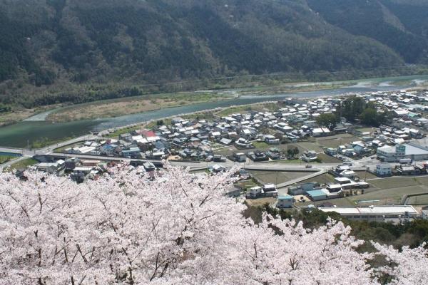 城山公園からの吉井川と周匝平野